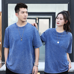 230g Oversized Drop Shoulder Vintage Washed Retro Literary Pure Cotton T-Shirt, Exquisite Snowflake Washed, Euromodal