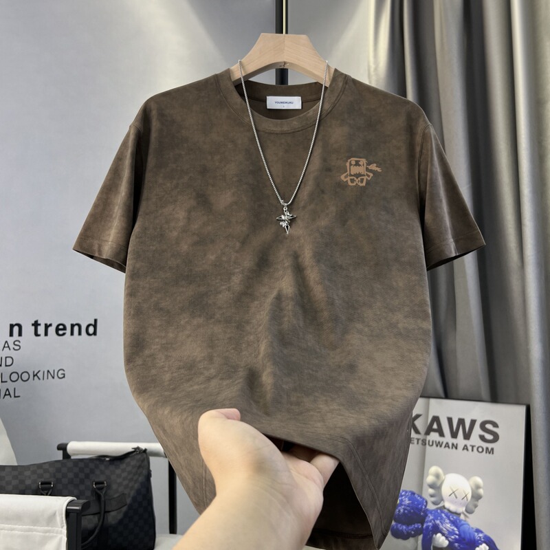 2025 新しい夏のルーズアメリカンヘビーウェイト Tシャツメンズトレンディなブランドカジュアル多用途個性トレンディな快適な半袖|undefined