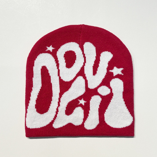 European and American Autumn/Winter Retro Star Letter Embroidered Knitted Hat Trendy for Men and Women Woolen Hat Outdoor Sports Ski Cold Hat