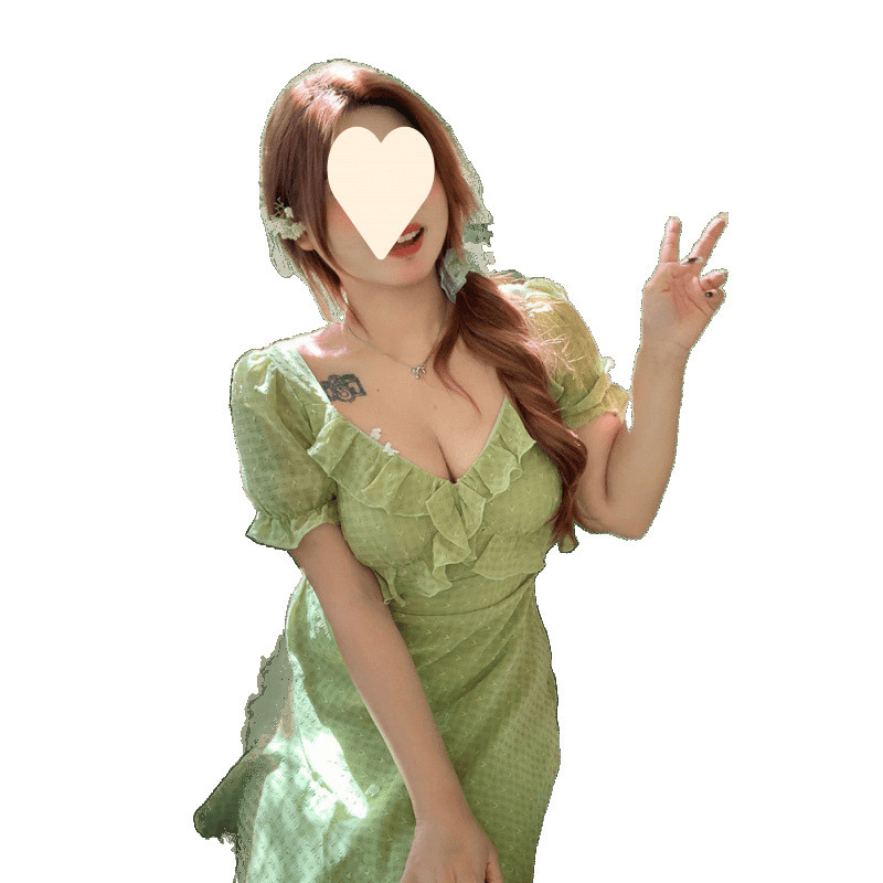 Annie Bu Fire ジャカードフリル不規則なドレス女性のための 2025 夏の新しい少し太った大きいサイズの気質スカート|undefined