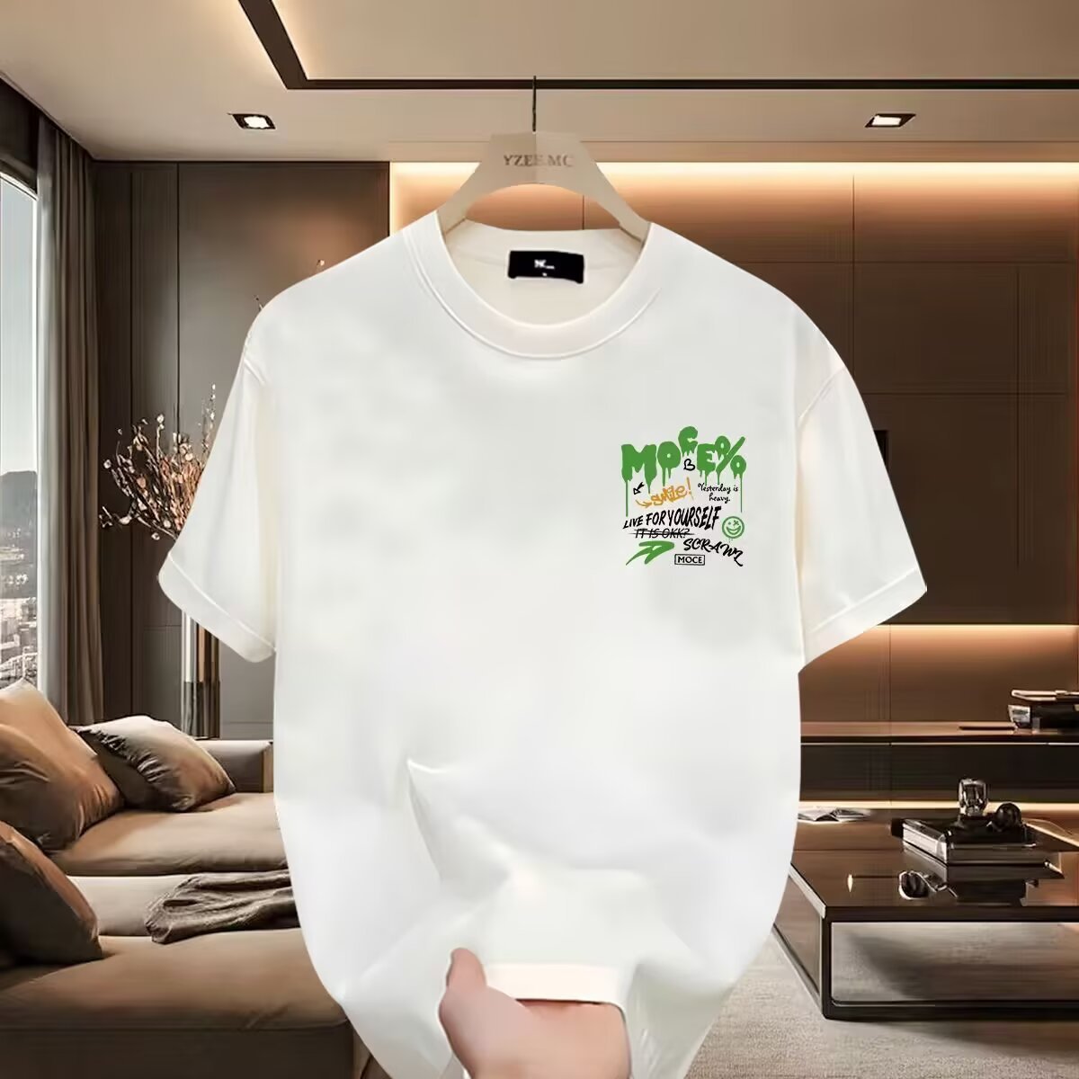 Summer Short-Sleeved T-Shirt Men's Creative and Interesting Printed Youth Pure Cotton Bottoming Shirt Breathable Trendyy Round Neck T-Shirt for Men