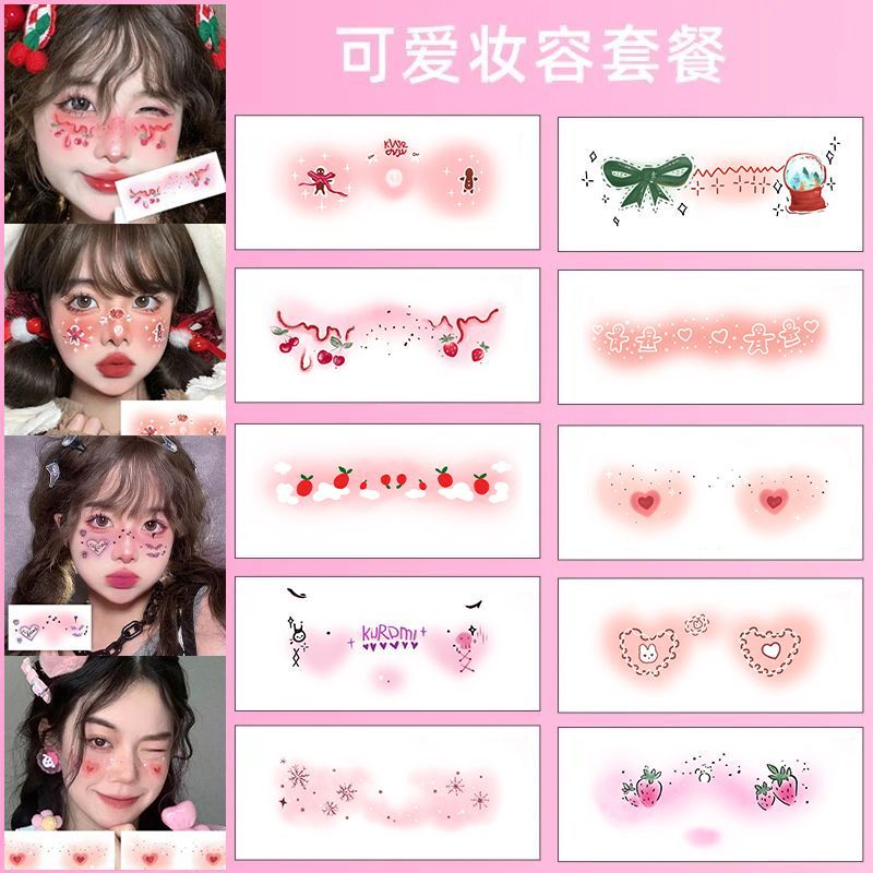 Christmas Makeup Face Tattoo Stickers Cute Sweet Blush Snowflake Cherry Cartoon Cos Creative Imitation Makeup Photo Christmas Makeup Face Tattoo Stickers Cute Sweet Blush Snowflake Cherry Cartoon Cos Creative Imitation Makeup Photo