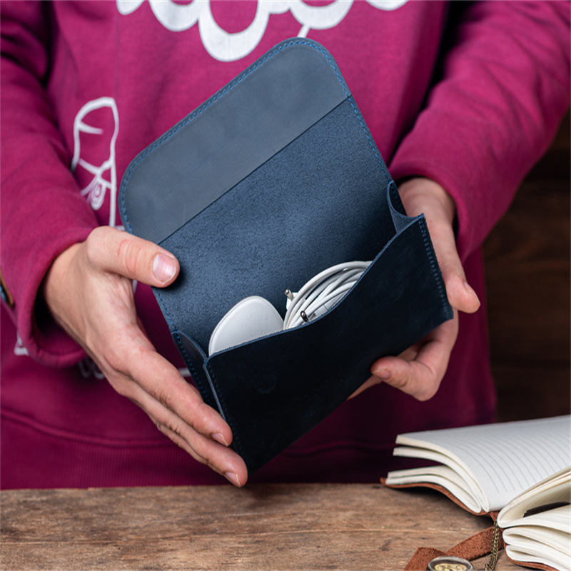 跨境热卖皮革电脑配件包 鼠标充电器收纳 户外便携电子配件收纳包