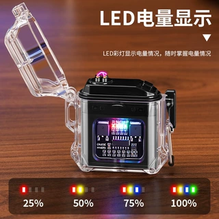 【透明设计】Type-C充电双火电弧打火机，防风防水户外个性好物