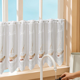 American-style Nordic white lace kitchen partition curtain coffee cup door curtain floating curtain cabinet decoration half curtain