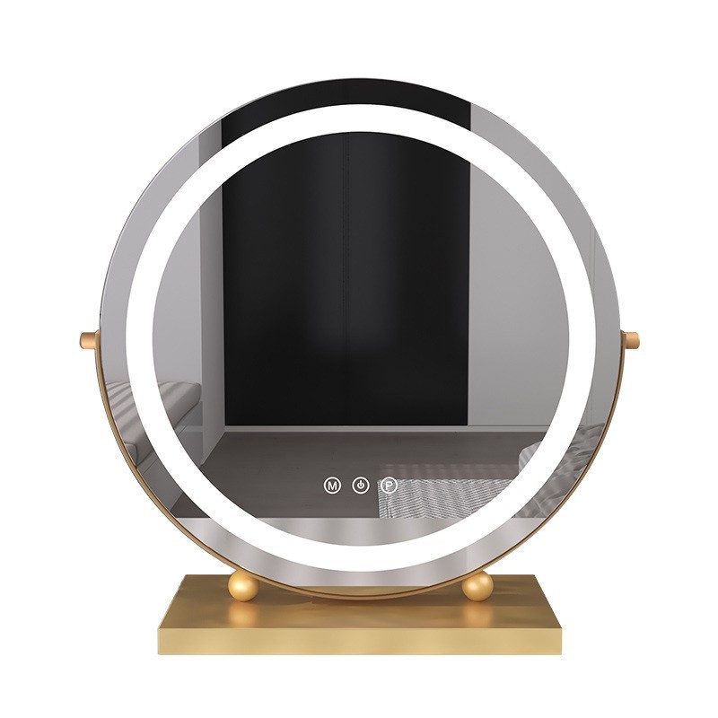 Espejo de maquillaje led con luz, escritorio de escritorio redondo, dormitorio de carga, sentido avanzado, espejo doméstico de celebridades de Internet, estudiante