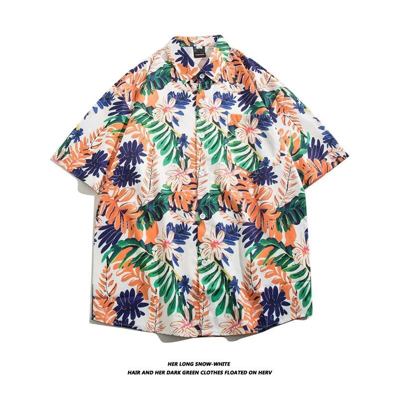 Camisa con botones de solapa suelta de manga larga de todo fósforo de la calle para hombres Venta caliente Flor colorida Impresión digital 3D