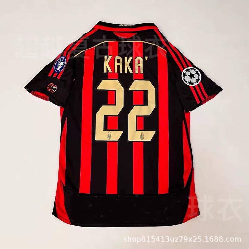 0607ACミラン レトロジャージ アウェイ 22番 カカ 長袖サッカーユニフォーム チャンピオンズリーグ決勝バージョン ホーム長袖|undefined