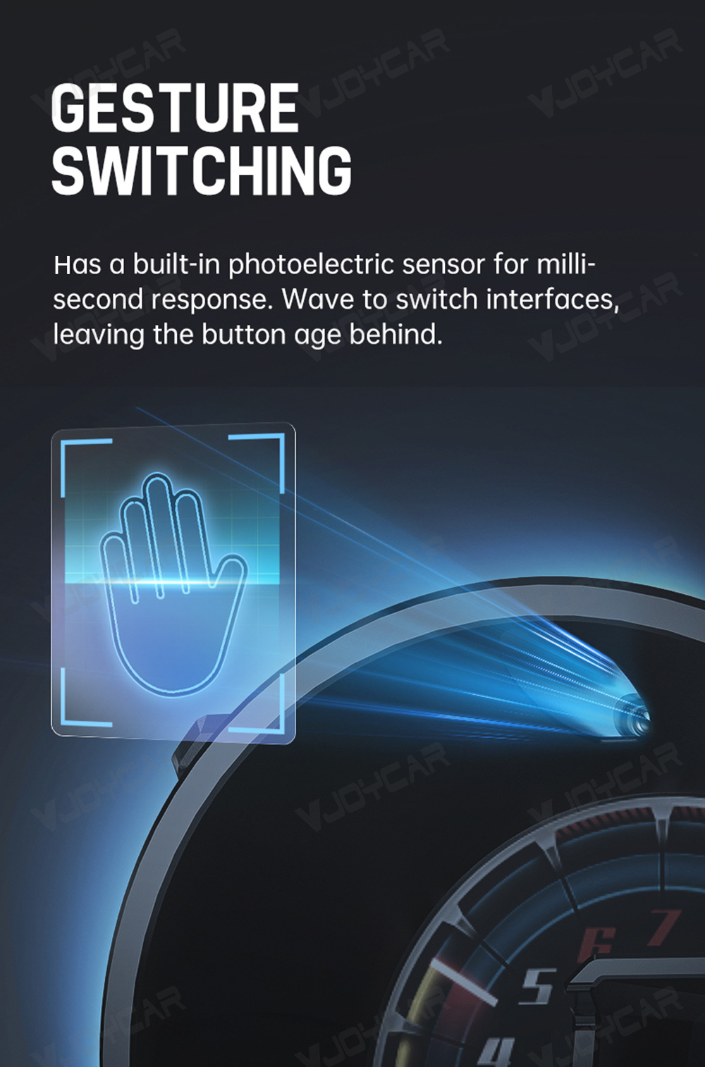 Cross-border new hud head-up display full LCD obd meter gesture switching mode turbine speed meter