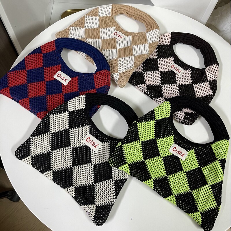 Foreign Trade Cross-Border Internet Celebrity Knitted Ins Dumpling Bag Mobile Phone Bag Niche Handbag K-Style Trendyy Women's Crochet Bag