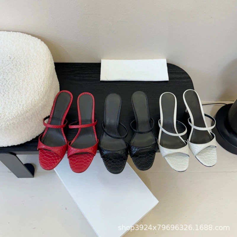 Топовая версия 2025 лето новые модные туфли на высоком каблуке с узором под змею из натуральной кожи, открытые босоножки, женские сексуальные туфли на шпильке с ремешком