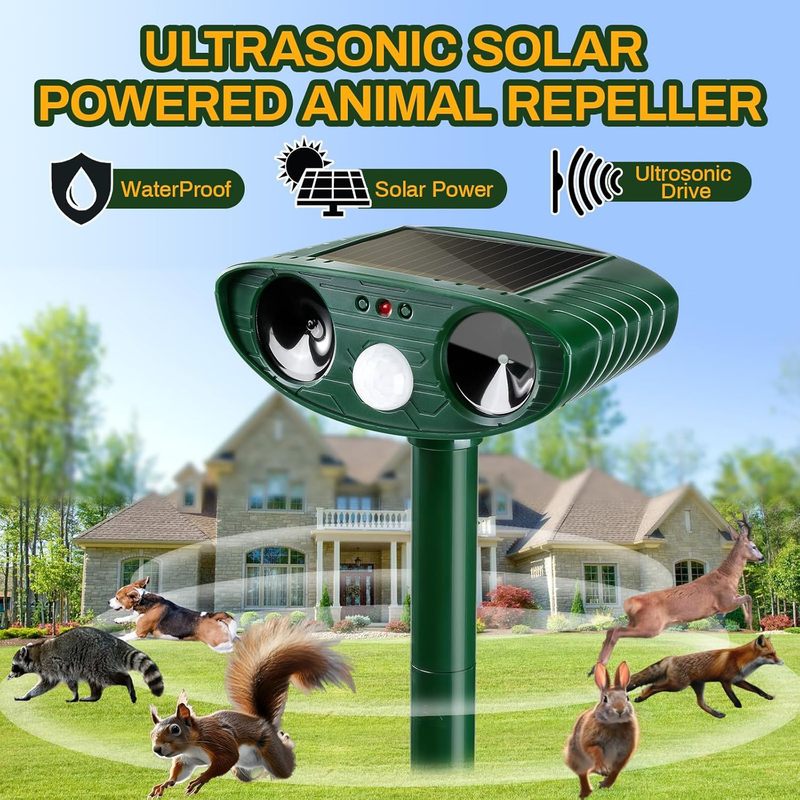 国境を越えた卸売スポットソーラー動物撃退器家庭用赤外線誘導フラッシュ超音波猫、犬、ネズミ撃退器|undefined