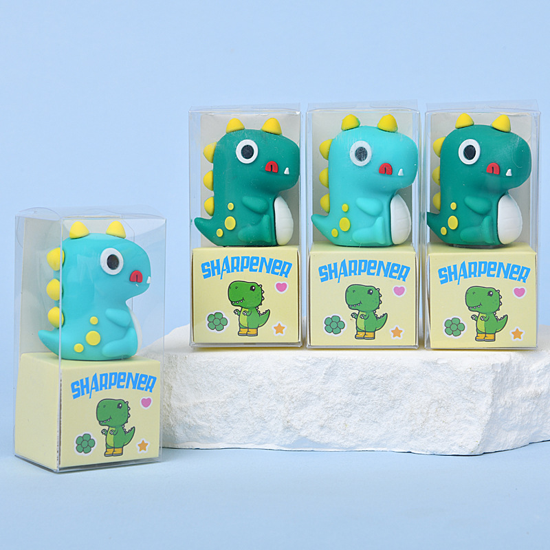 Dinosaurios animados lindos estudiantes creativos cuchillo de lápiz afilador lápiz de papelería premios al por mayor