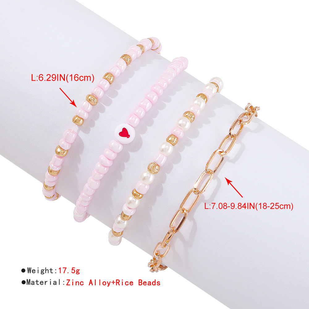 Wholesale Jewelry Hollow Chain Hit Color Beaded Bracelet Four-piece Set Nihaojewelry display picture 3