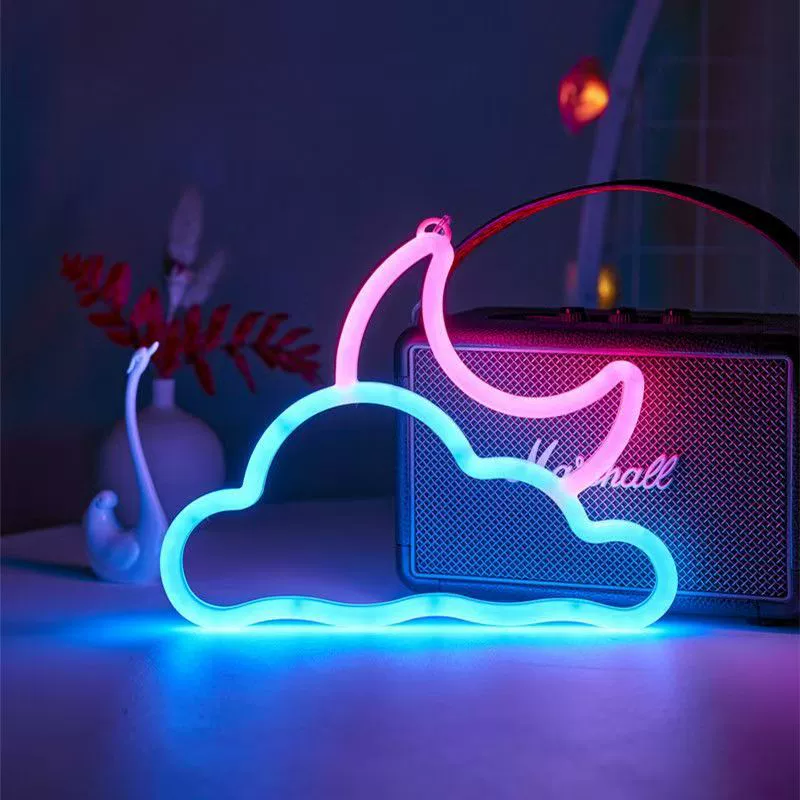 LED двухсторонняя креативная ночная лампа, двойное питание USB+батарея, необычные формы (5V)