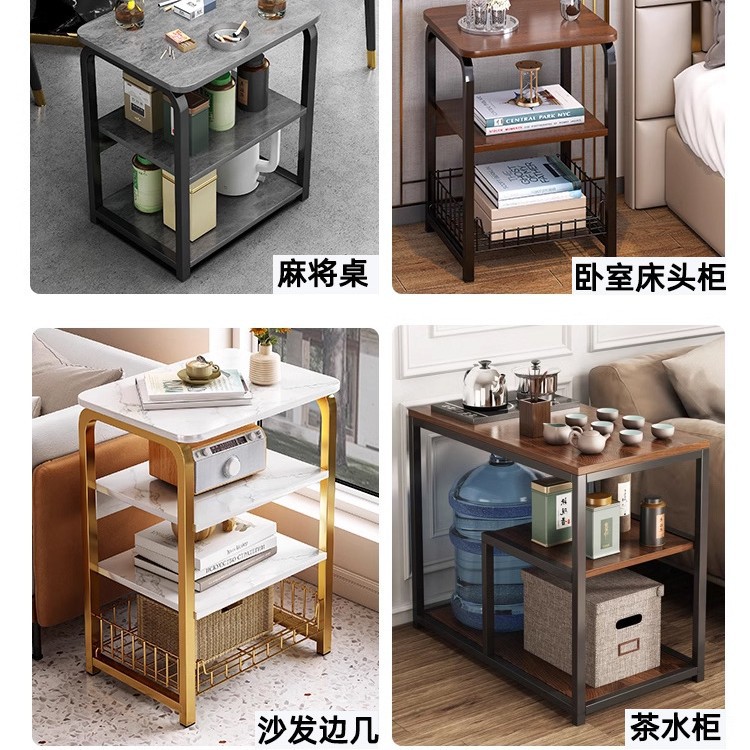 Sofá lado armario lateral pequeño tablero de té móvil sala de estar almacenar mesa pequeña simple estante de cabecera de cama armario de té