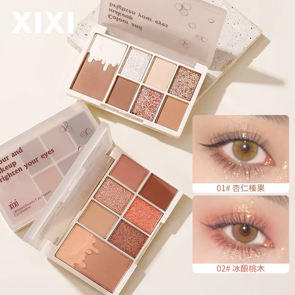 Xixi Soft Glow Eye Shadow Palette 7 Colors Matte and Shimmer Highlighting Colorful Daily Makeup Multi-Use