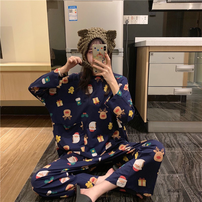 春秋季长袖睡衣女可爱卡通休闲舒适秋冬薄款可外穿女士家居服套装