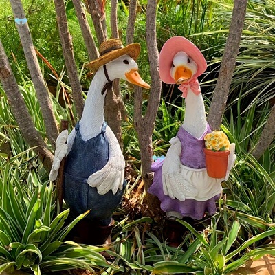 1pc Cartoon Duck Statue In Rural Style 14 Inch Simulated跨境|ms