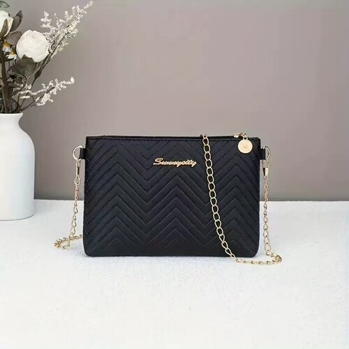 Minimalist Striped Solid Color High-End Quilted Embroidered Chain Strap Commute Wholesale Small Women's Crossbody Bag