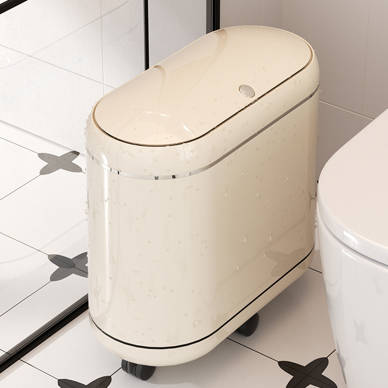 Narrow Gap Trash Can for Home Use, High Aesthetic Value, Large Capacity, with Lid and Wheels, Suitable for Bathroom and Living Room, Gap Storage Bin
