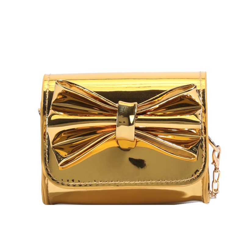 Hermosa bolsa de hombro para niñas con arco de arco, mini bolso de esmalte de espejo para padres e hijos, nuevo bolso para niños