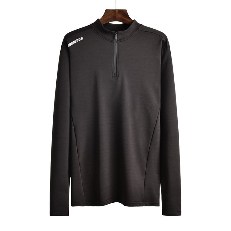 Los hombres de deportes al aire libre ropa de entrenamiento Otoño e Invierno corriendo de manga larga de secado rápido transpirable cuello de pie media cremallera superior en stock al por mayor