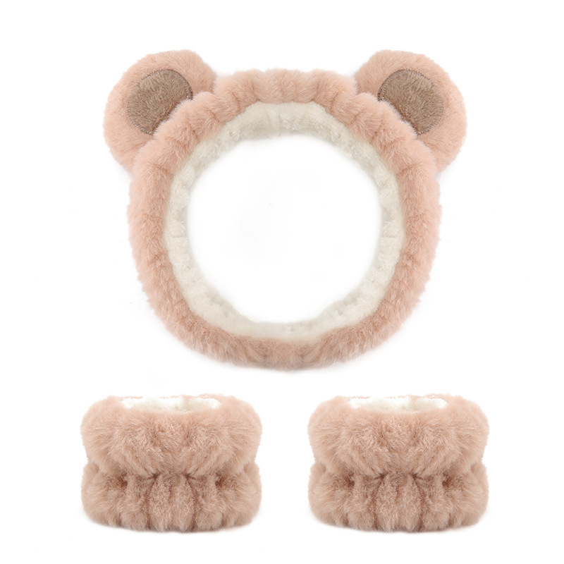 Transfronterizo cara lavado banda para el cabello correa para la muñeca Imitación Piel de conejo color sólido felpa impermeable banda para el cabello Amazon absorbente sudor-limpieza al por mayor
