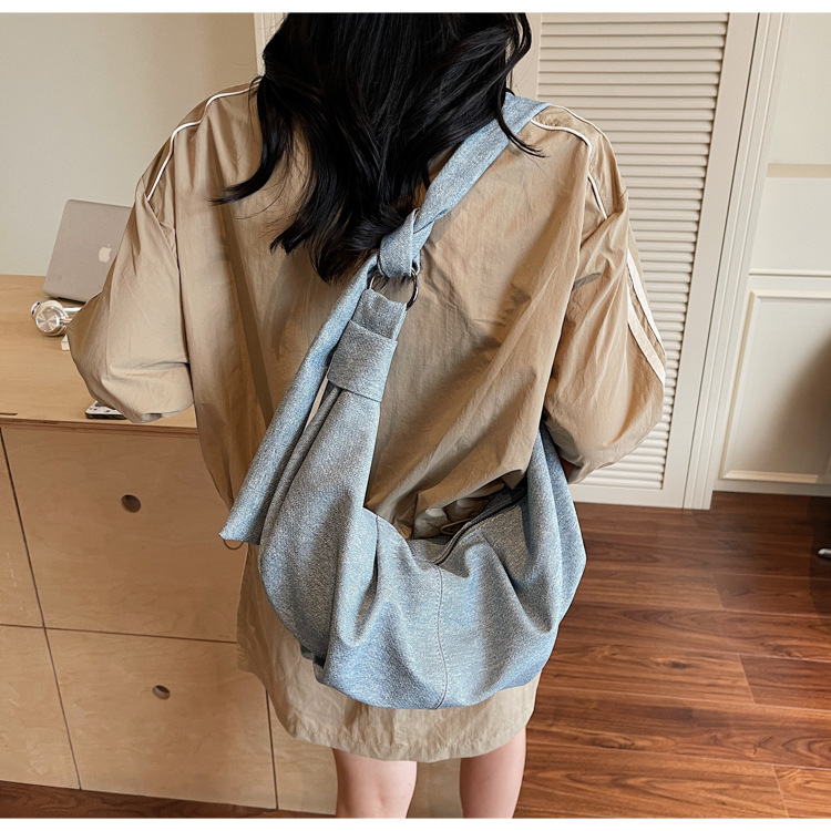 Niche design denim bag for women 2025, large capacity, casual and versatile, single-shoulder crossbody dumpling bag, fashionable underarm bag undefined