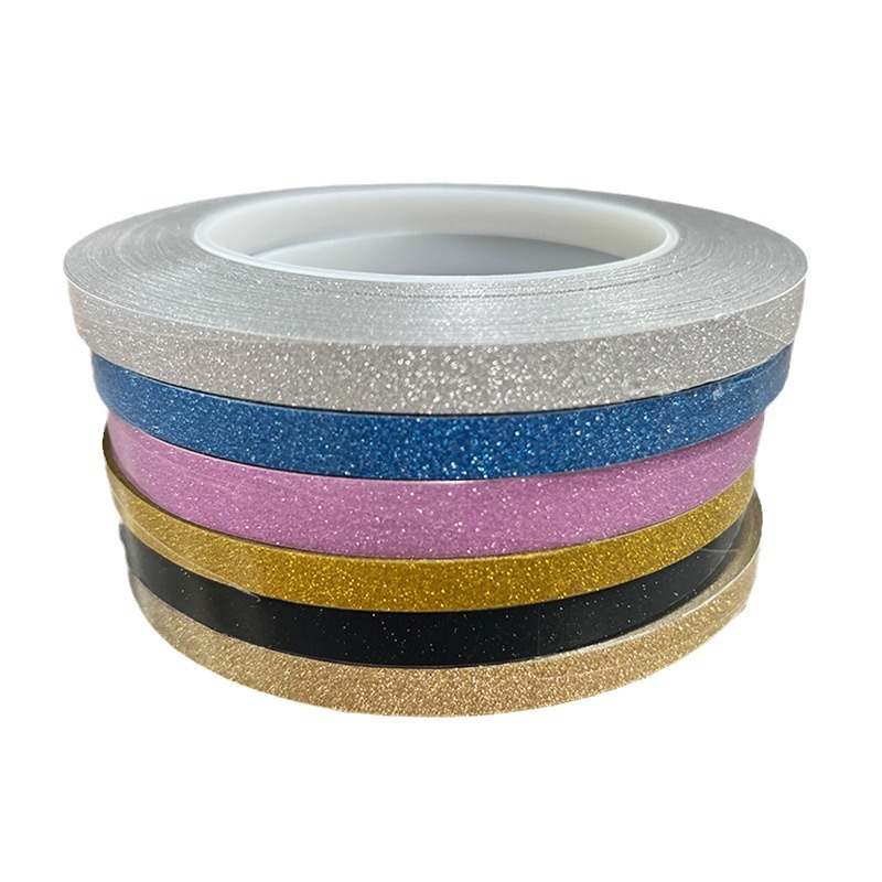 Dibujos animados de dibujos animados color papel ribada cinta de arenas movedizas cinta de firma de bricolaje tira de borde acrílico película de broncillo brillo flash