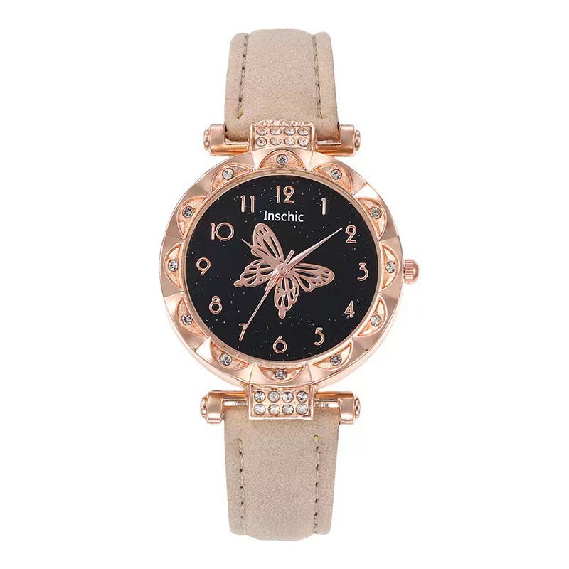Nueva moda de mujer popular personalizada simple reloj de mujer estudiante versátil diamante mariposa dial reloj de cuarzo
