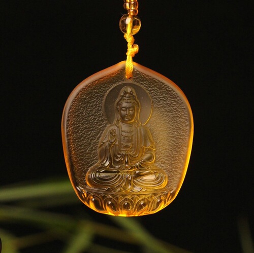 Dripping Guanyin Bodhisattva silver-plated pendant Thai silver retro Maitreya Buddha sweater chain glass knot wholesale factory direct sales