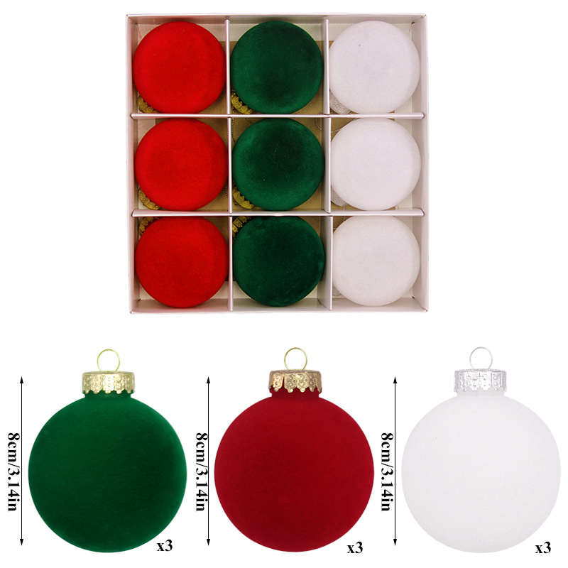 8cm 무리볼 9개(빨간색, 녹색, 흰색)