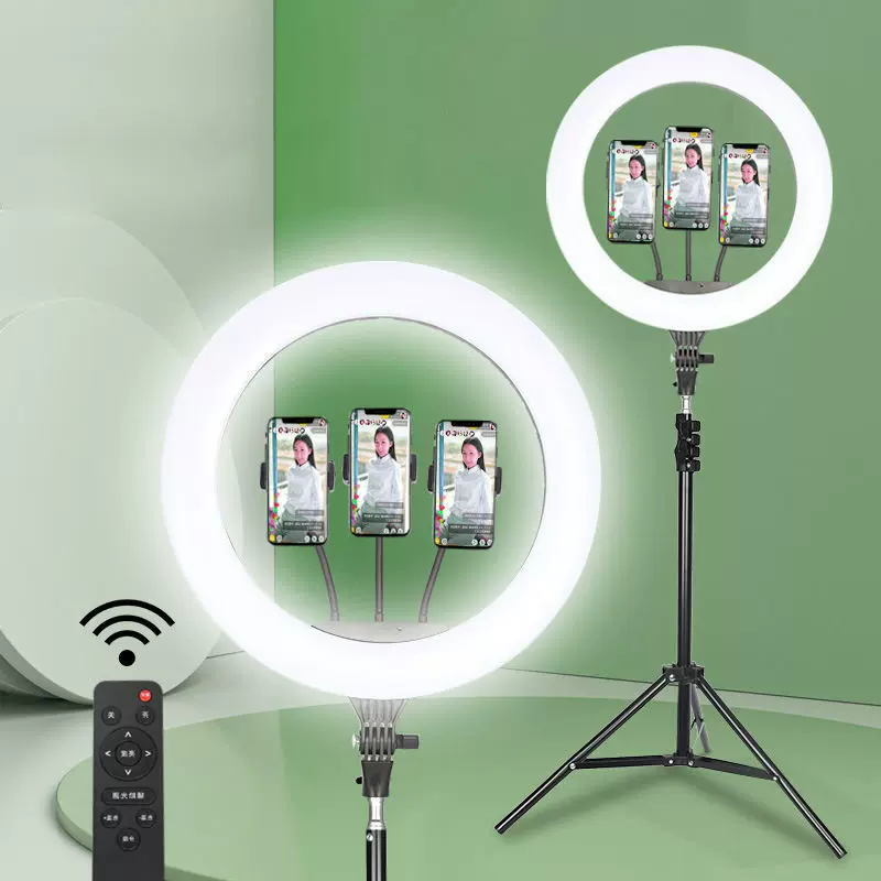 18寸环形灯遥控 45cm圆形美颜灯摄影 手机led自拍网红直播补光灯