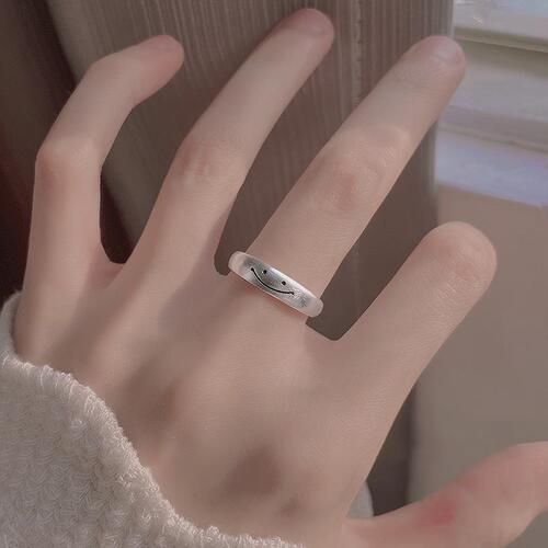 Simple Korean style fashion personality temperament commuting happy expression open ring ins niche index finger ring