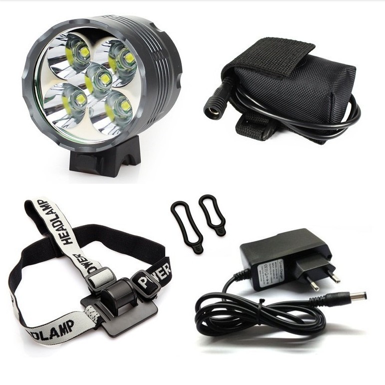 Mountain bike headlight T6 flashlight waterproof shockproof night dead fly riding equipment 5 T6