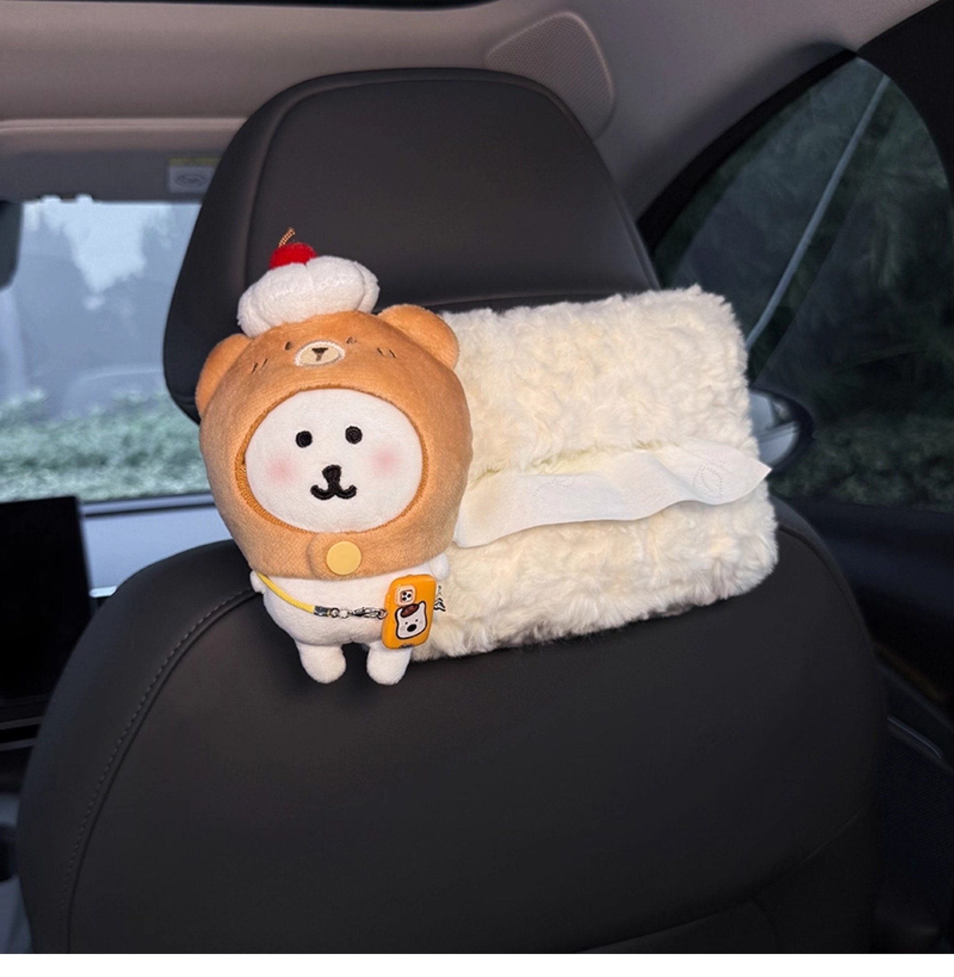 Cute Doll Car Tissue Box, 2025 New Model, Hanging on the Rear Headrest of the Car, High-End Style for Women