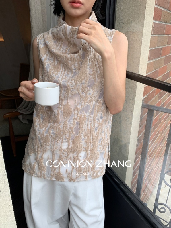 CZ ZHANG早秋法式名媛复古提花小衫女百搭宽松休闲通勤上衣B33258|undefined