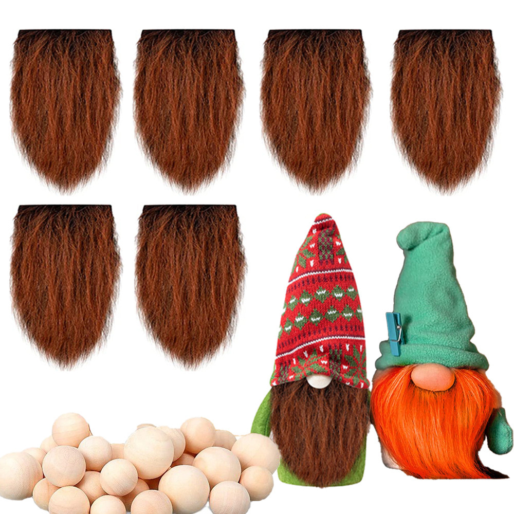 Brown (color no. 25) (6 pieces of brown beard + 6 round wooden balls)