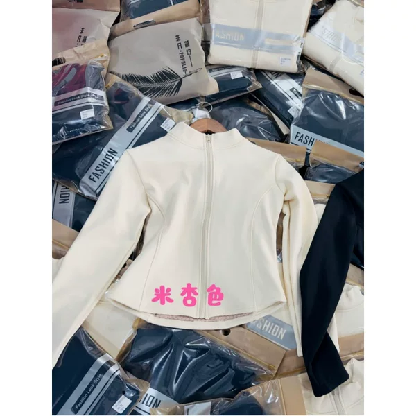New Autumn and Winter Little Fairy down Warm Zipper Slimming Cardigan Yoga Outerwear Jacket Top for Women