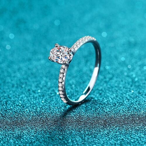 925 sterling silver female pigeon egg proposal diamond ring wholesale special shaped pigeon egg shaped moissanite ring with certificate black card