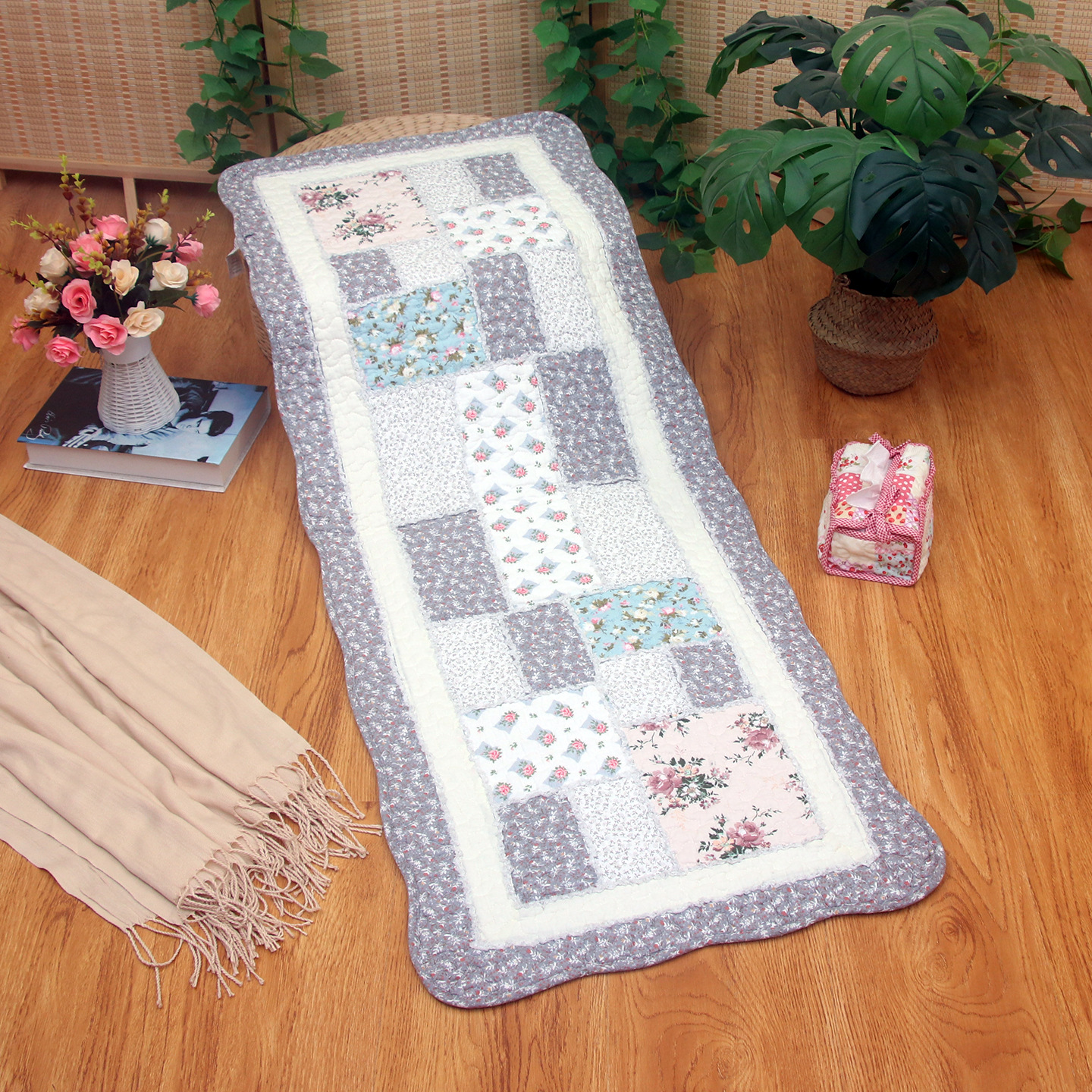 Korean Cotton Bedside Mat, Door Mat, Fabric Quilted Anti-Slip Patchwork Living Room Mat [Small Wholesale]