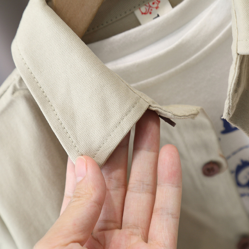 7651 traje de camisa para niños primavera y otoño ropa occidental 2025 nuevos pantalones coreanos de primavera para niños de dos piezas