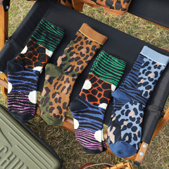 2022秋冬襪子女豹紋斑馬紋ins露營風情侶襪棉襪加厚毛絨襪中筒襪