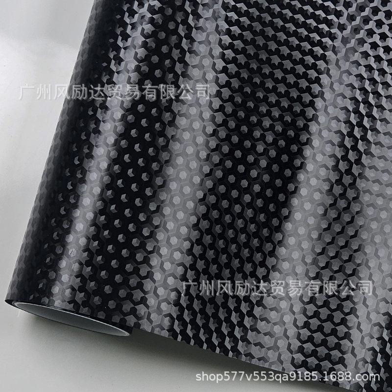 Cross-border best-selling matte forged carbon black hexagonal black shadow black car color change film interior ghost camouflage black