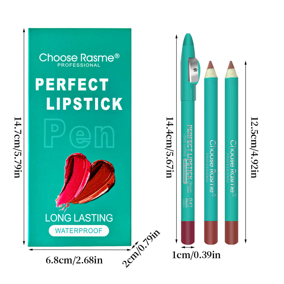 Choose Rasme 6 color mixed lipstick pen non stick cup with pencil sharpener thick rod lip liner set_voghion.com