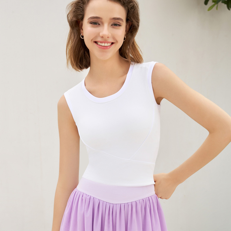 New Ribbed Running Sports Vest for Women Summer with Chest Pad Non-Running Cup Yoga Clothing Top Sleeveless Beautiful Back Fitness Intimates