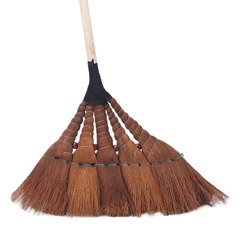 Old-Fashioned Hand-Woven Sorghum Broom Palm Miscanthus Broom Outdoor Courtyard Sanitation Sweeping Broom
