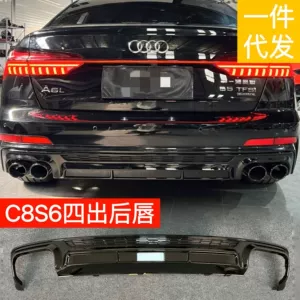 19-25 Audi C8A6 üçün modifikasiya edilmiş S6 arxa dodaq, dörd çıxışlı, qara döyüşçü dəsti