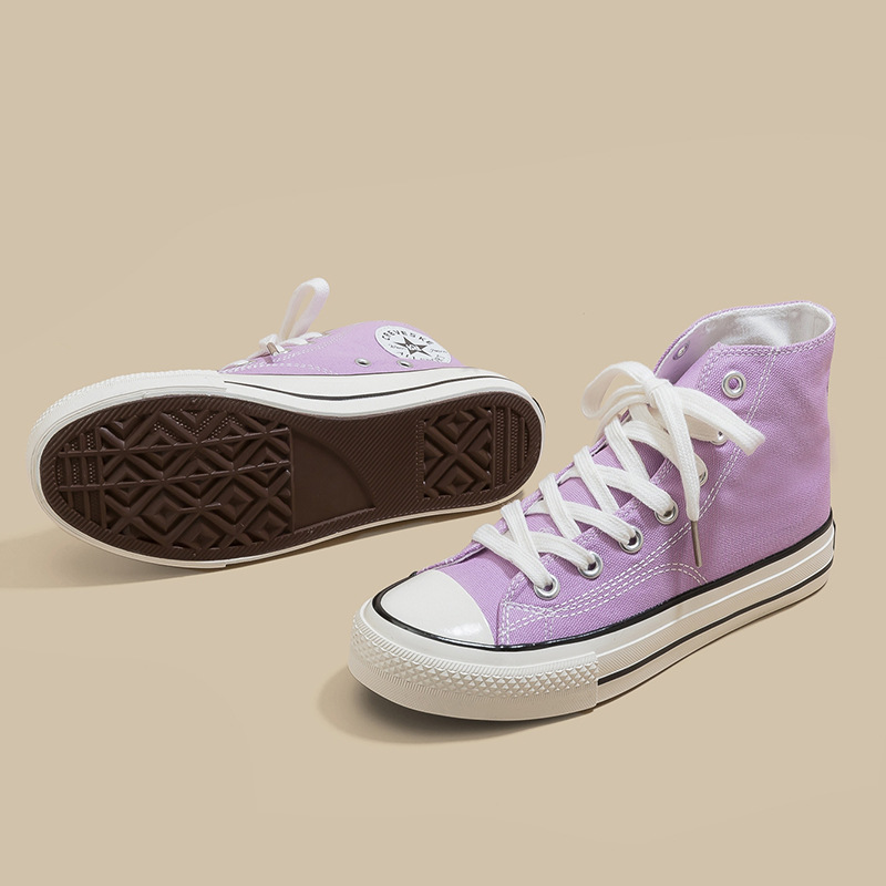 Retro clásico de la década de 1970 tres veces vulcanizado aceite brillante zapatos de lona de alto perfil para hombres y mujeres parejas de zapatos de skate de estudiantes versátiles